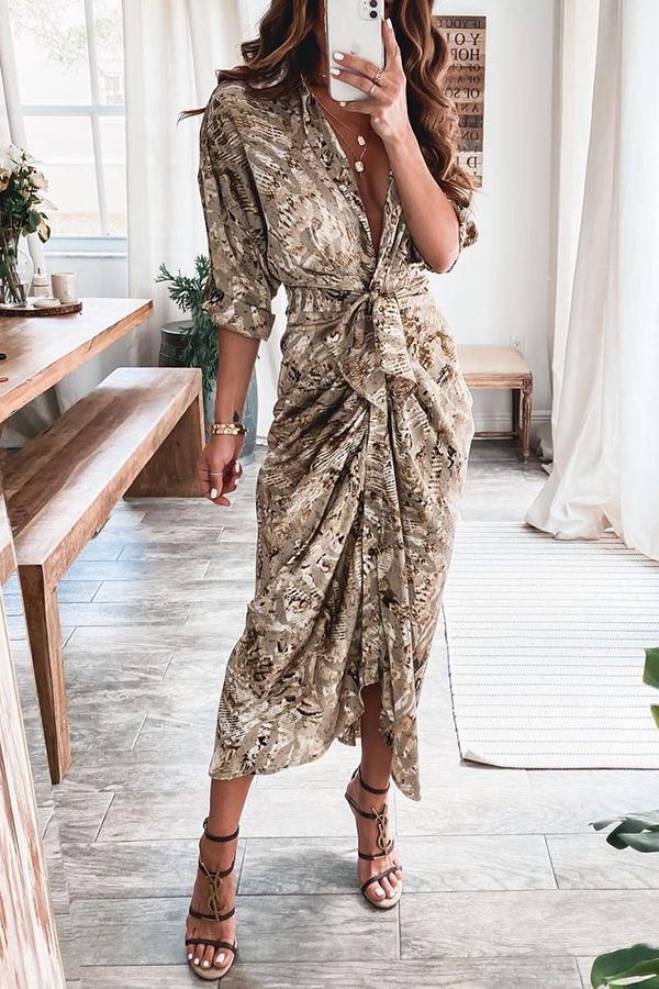 Print Button Down Style Dress