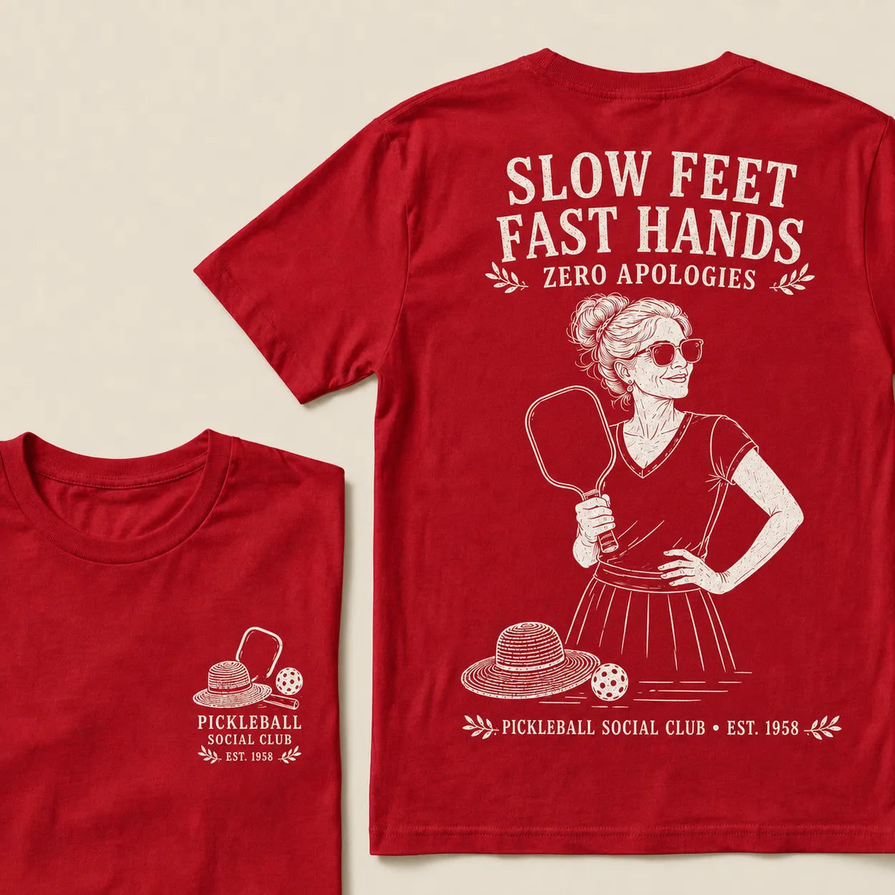 Pickleball Social Club Year Shirt — EST. [YOUR YEAR] |Slow Feet Fast Hands T-Shirt