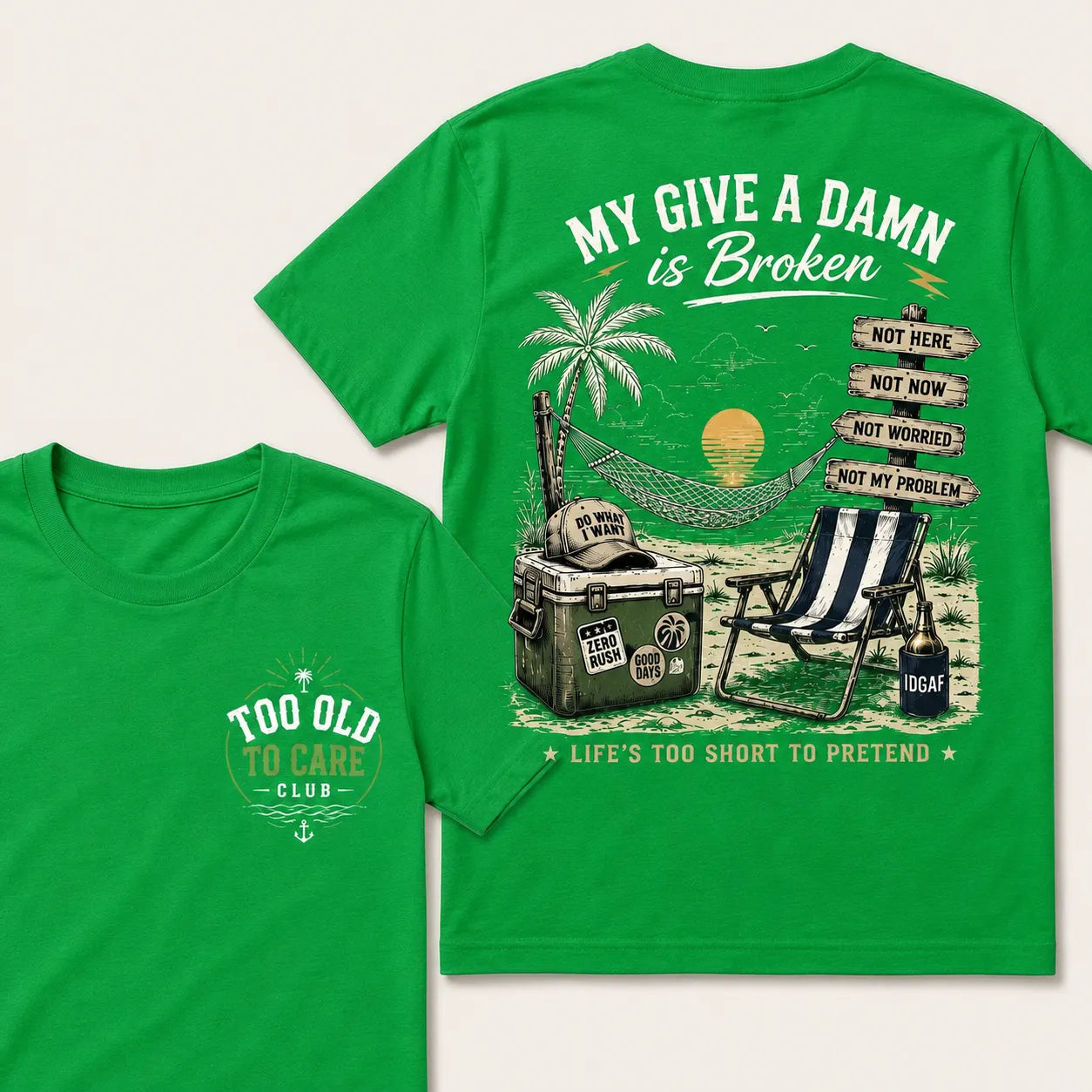 My Give A Damn Is Broken Beach Retro T-Shirt
