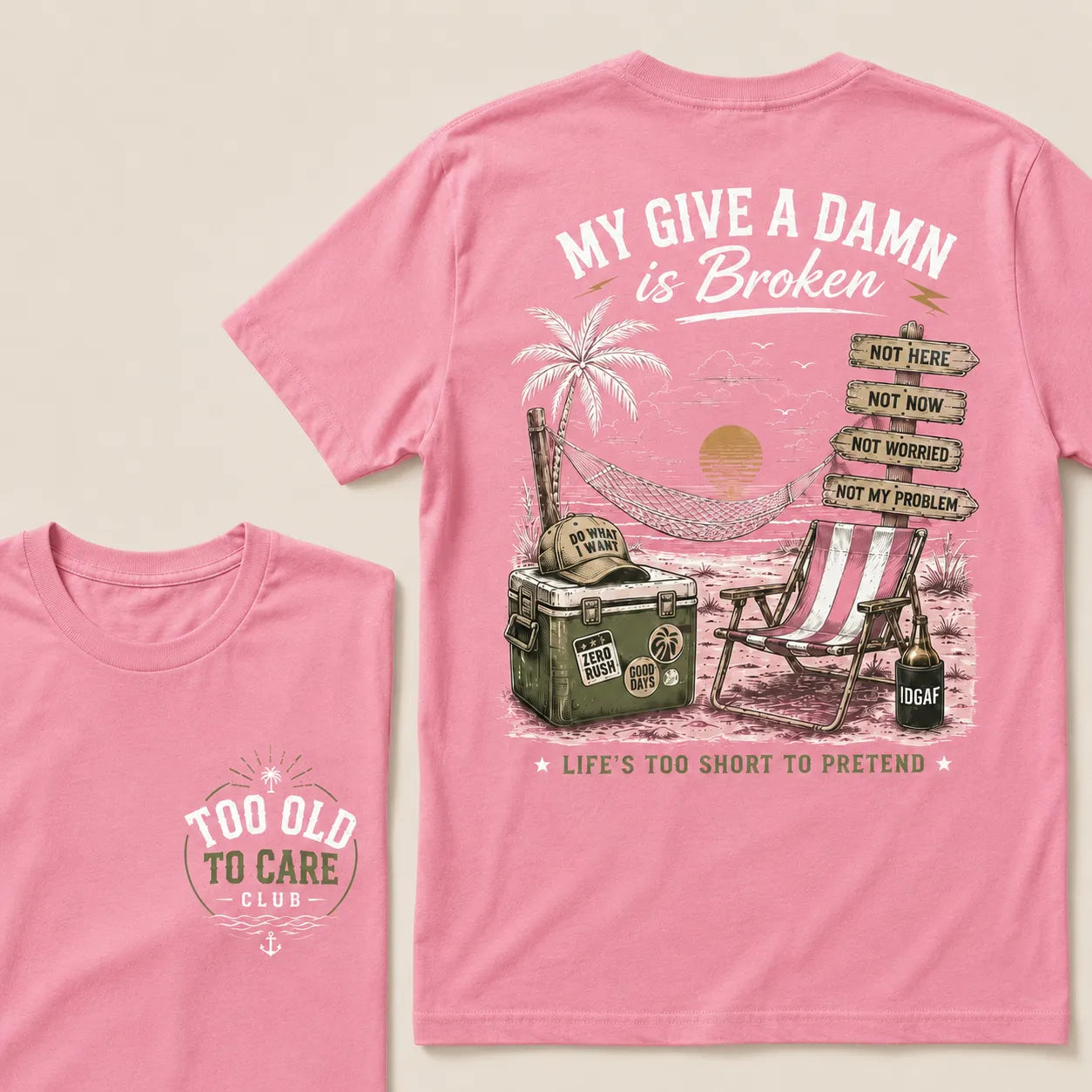 My Give A Damn Is Broken Beach Retro T-Shirt