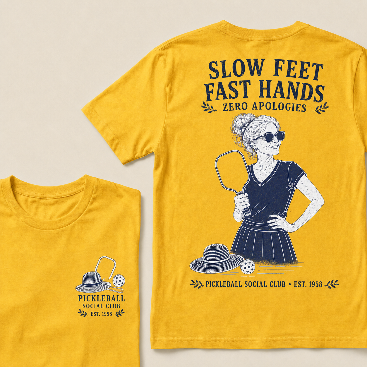 Pickleball Social Club Year Shirt — EST. [YOUR YEAR] |Slow Feet Fast Hands T-Shirt