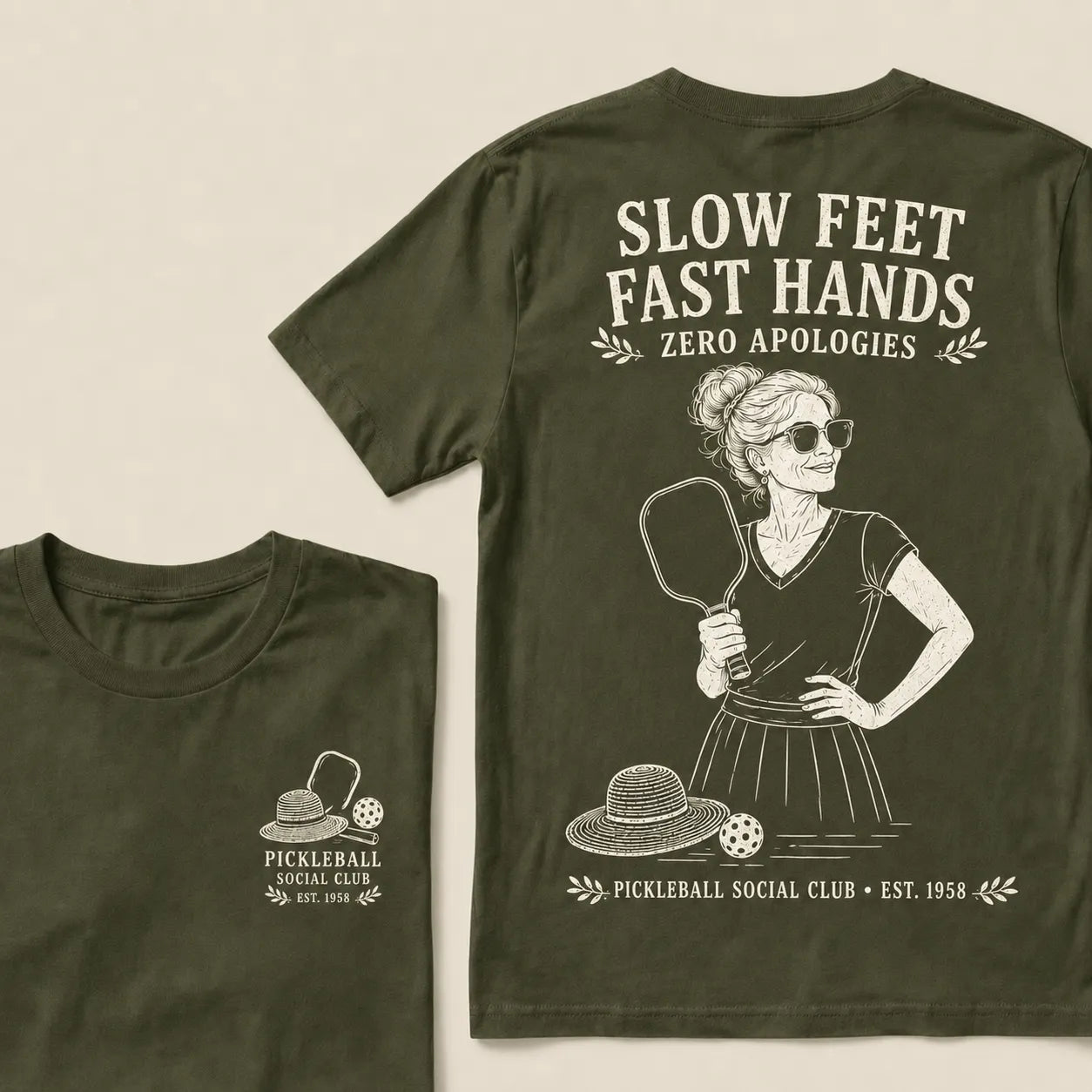 Pickleball Social Club Year Shirt — EST. [YOUR YEAR] |Slow Feet Fast Hands T-Shirt