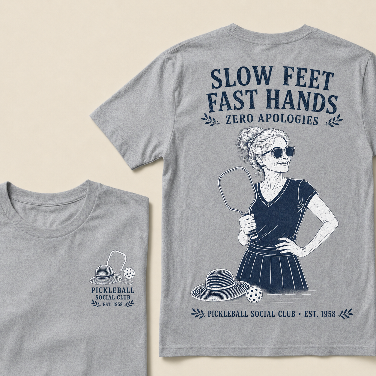 Pickleball Social Club Year Shirt — EST. [YOUR YEAR] |Slow Feet Fast Hands T-Shirt