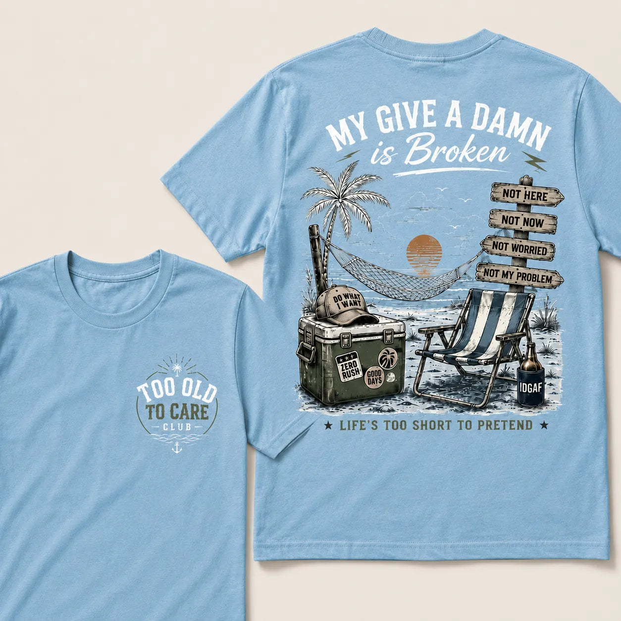 My Give A Damn Is Broken Beach Retro T-Shirt