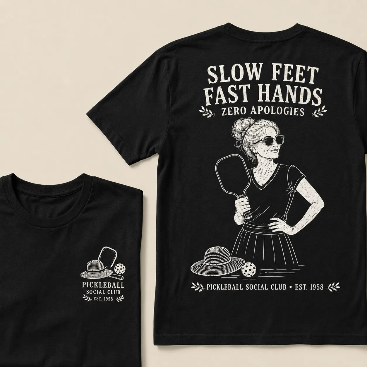 Pickleball Social Club Year Shirt — EST. [YOUR YEAR] |Slow Feet Fast Hands T-Shirt
